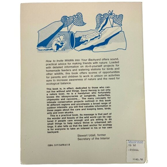 How To Invite Wildlife Into Your Backyard Paperback 1977 By David Alan Herzog - Picture 2 of 7